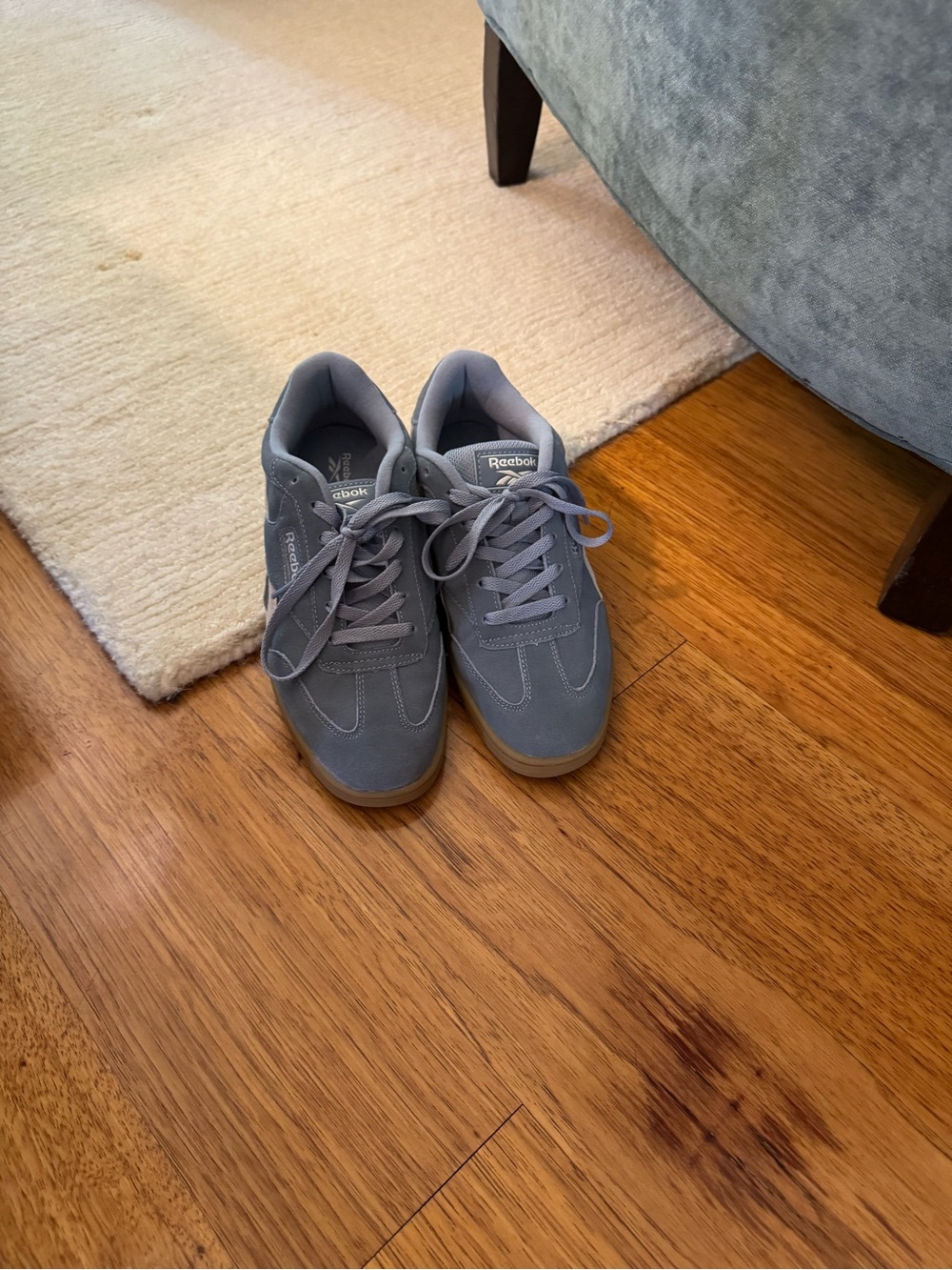 Reebok Grey Suede Low-Top Sneakers with Gum Sole